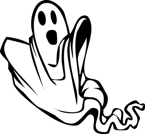 Floating Ghost Plain Coloring Page